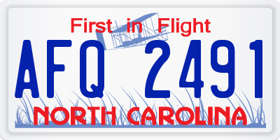 NC license plate AFQ2491