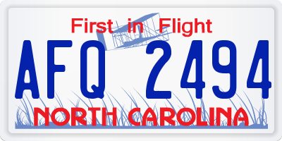 NC license plate AFQ2494