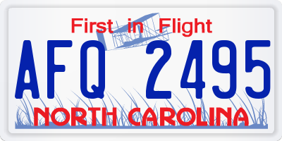 NC license plate AFQ2495