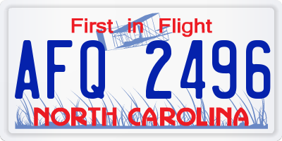 NC license plate AFQ2496