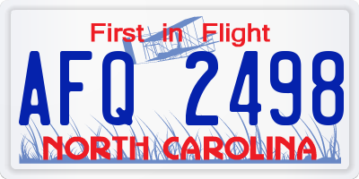 NC license plate AFQ2498