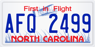 NC license plate AFQ2499