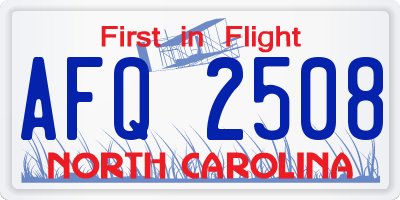 NC license plate AFQ2508
