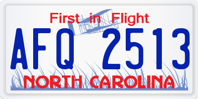 NC license plate AFQ2513