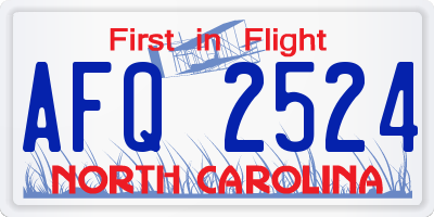 NC license plate AFQ2524
