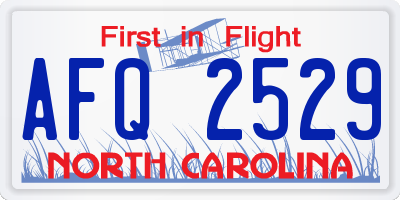 NC license plate AFQ2529