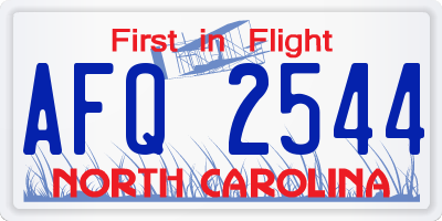 NC license plate AFQ2544