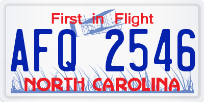 NC license plate AFQ2546