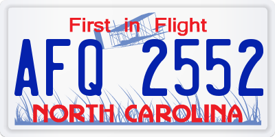 NC license plate AFQ2552