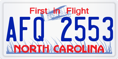 NC license plate AFQ2553