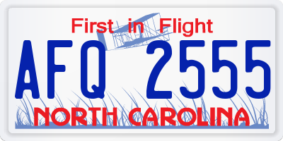 NC license plate AFQ2555