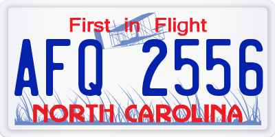 NC license plate AFQ2556
