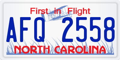 NC license plate AFQ2558