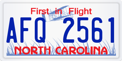 NC license plate AFQ2561