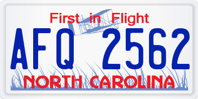 NC license plate AFQ2562