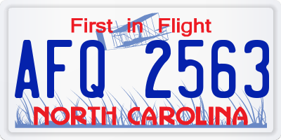 NC license plate AFQ2563