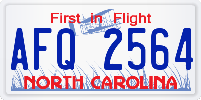 NC license plate AFQ2564