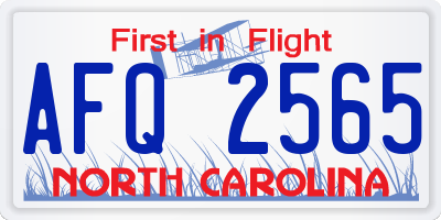 NC license plate AFQ2565
