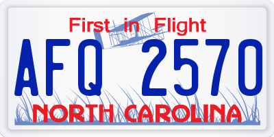 NC license plate AFQ2570