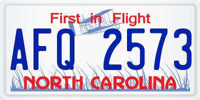 NC license plate AFQ2573
