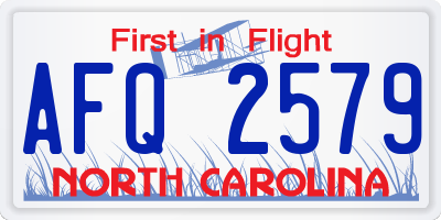 NC license plate AFQ2579