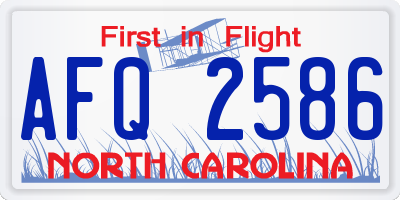 NC license plate AFQ2586