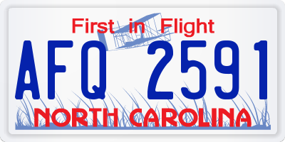NC license plate AFQ2591