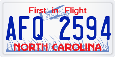 NC license plate AFQ2594