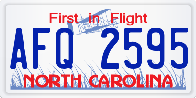NC license plate AFQ2595