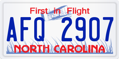 NC license plate AFQ2907