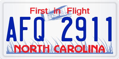 NC license plate AFQ2911