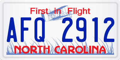 NC license plate AFQ2912