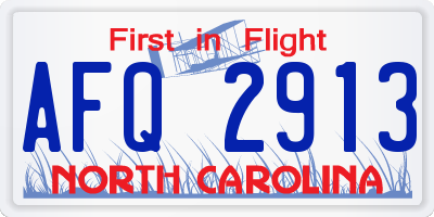 NC license plate AFQ2913