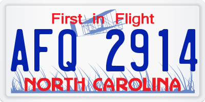 NC license plate AFQ2914