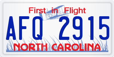 NC license plate AFQ2915