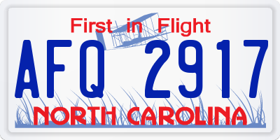 NC license plate AFQ2917