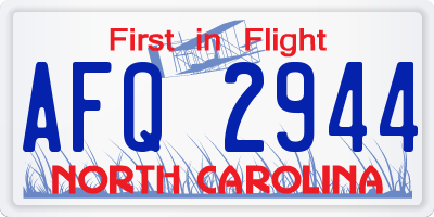 NC license plate AFQ2944