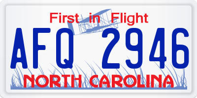 NC license plate AFQ2946