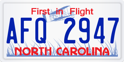 NC license plate AFQ2947