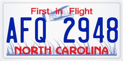 NC license plate AFQ2948