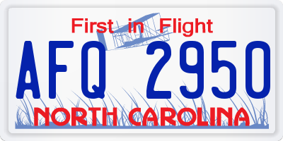 NC license plate AFQ2950