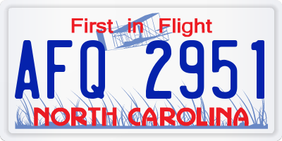 NC license plate AFQ2951