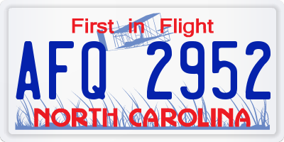 NC license plate AFQ2952