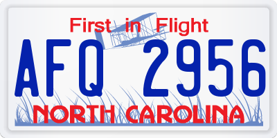 NC license plate AFQ2956