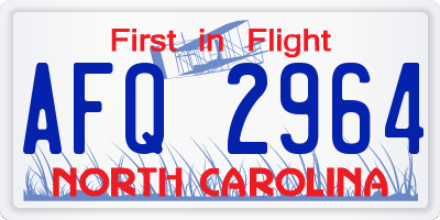 NC license plate AFQ2964