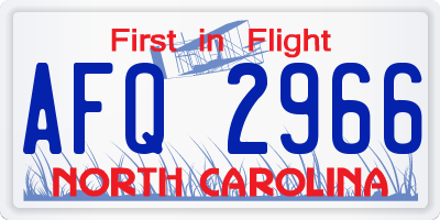 NC license plate AFQ2966