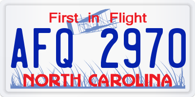 NC license plate AFQ2970