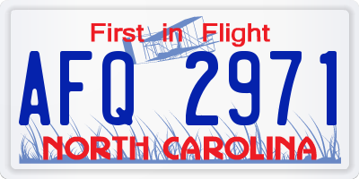 NC license plate AFQ2971