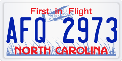 NC license plate AFQ2973