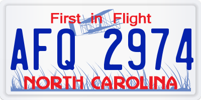 NC license plate AFQ2974